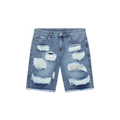 Casual Washed Denim Loose Fit Five-Point Shorts