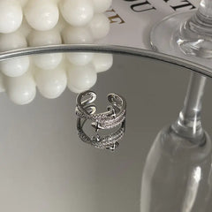 Exquisite Zircon Cross Asterism Ring for Women